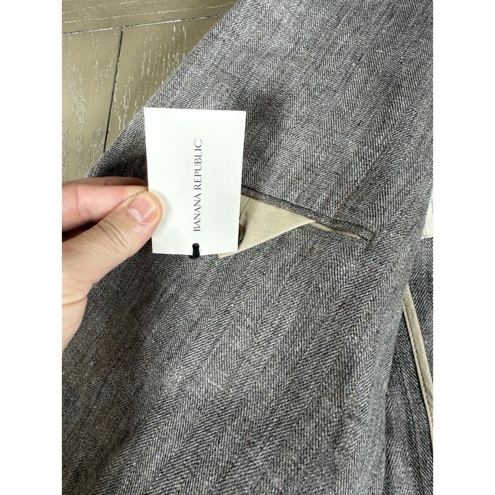 Banana Republic Blazer Mens 44R Taupe 100% Linen Herringbone Sport Coat NEW - Picture 9 of 15